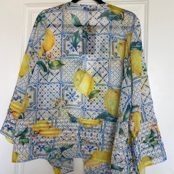 Orange Fashion Village Sheer 100% Polyester Jacket with Lemons - Picture 6 of 6